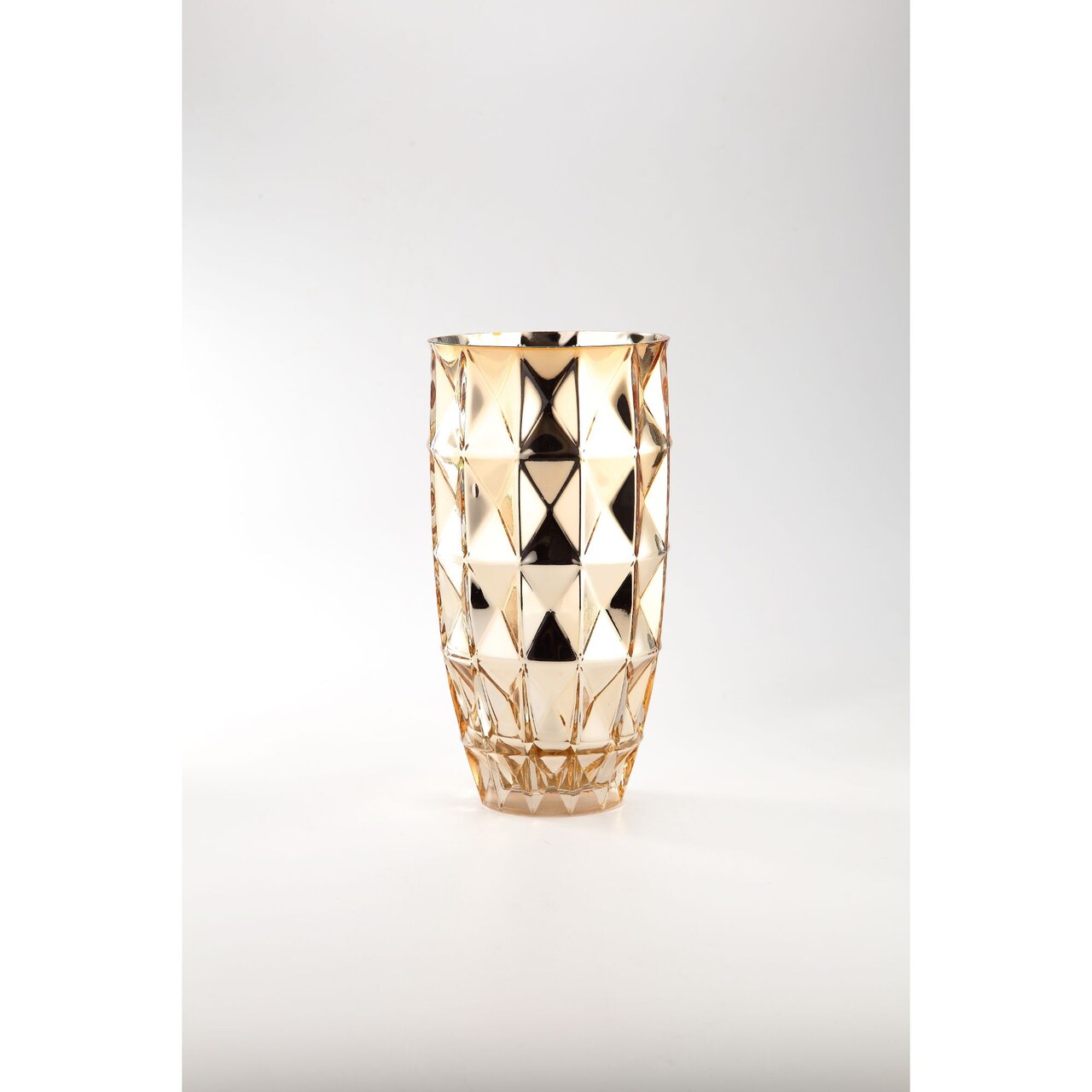 CC Home Furnishings 12.5” Gold Geometric Handblown Glass Vase Tabletop Decoration